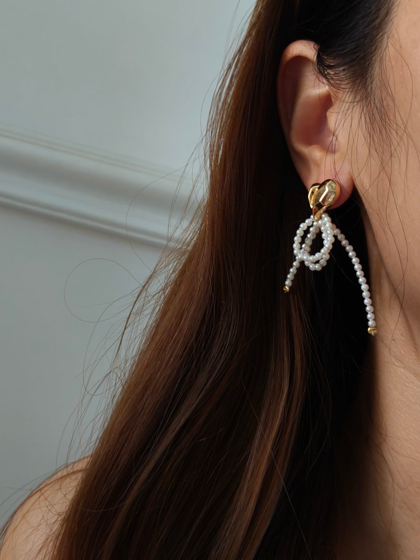 Heart Knot Pearl Earrings