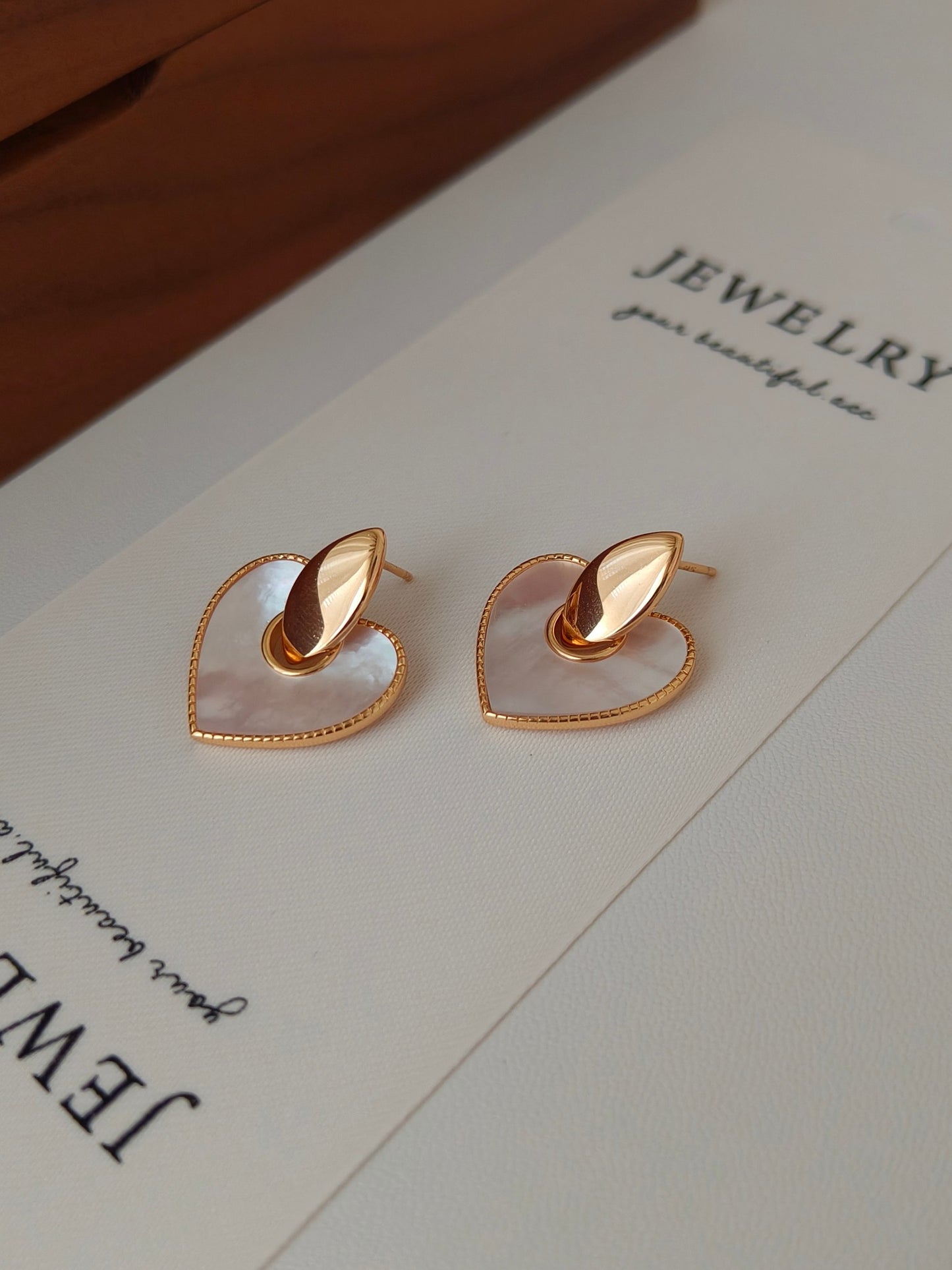 White heart Nacre Earrings