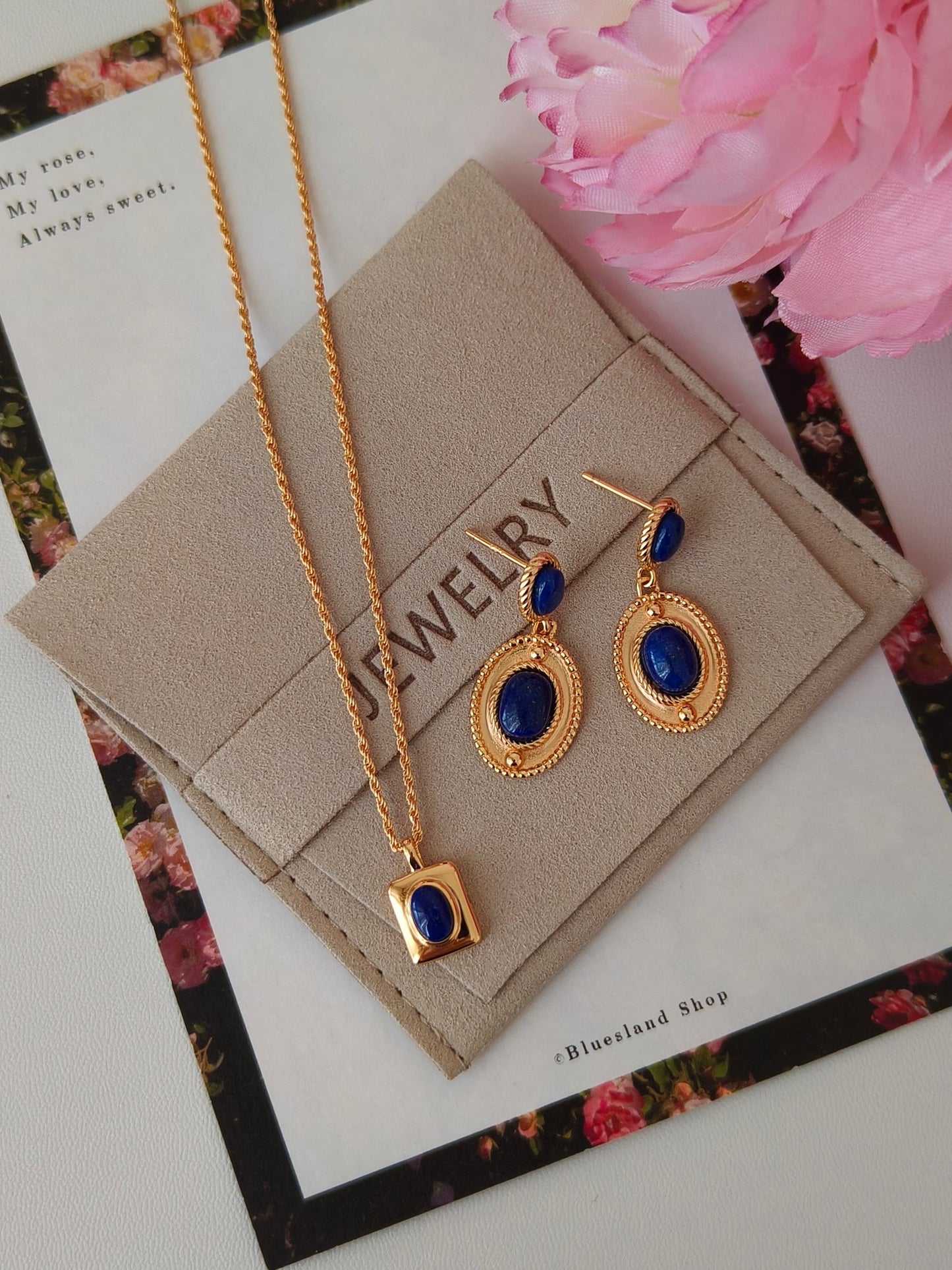 Lapis Lazuli Mirror Earrings