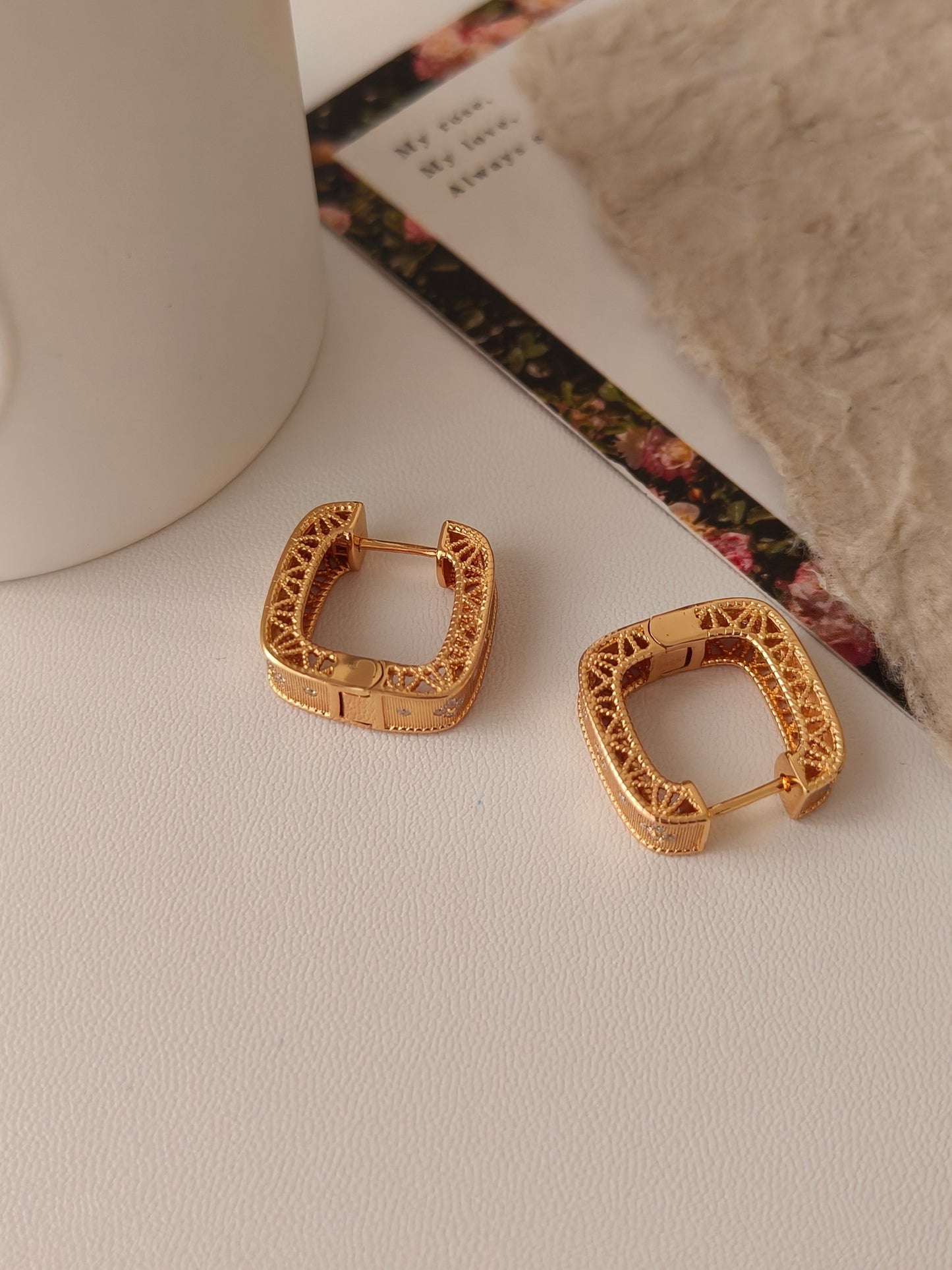 Golden Square Earrings