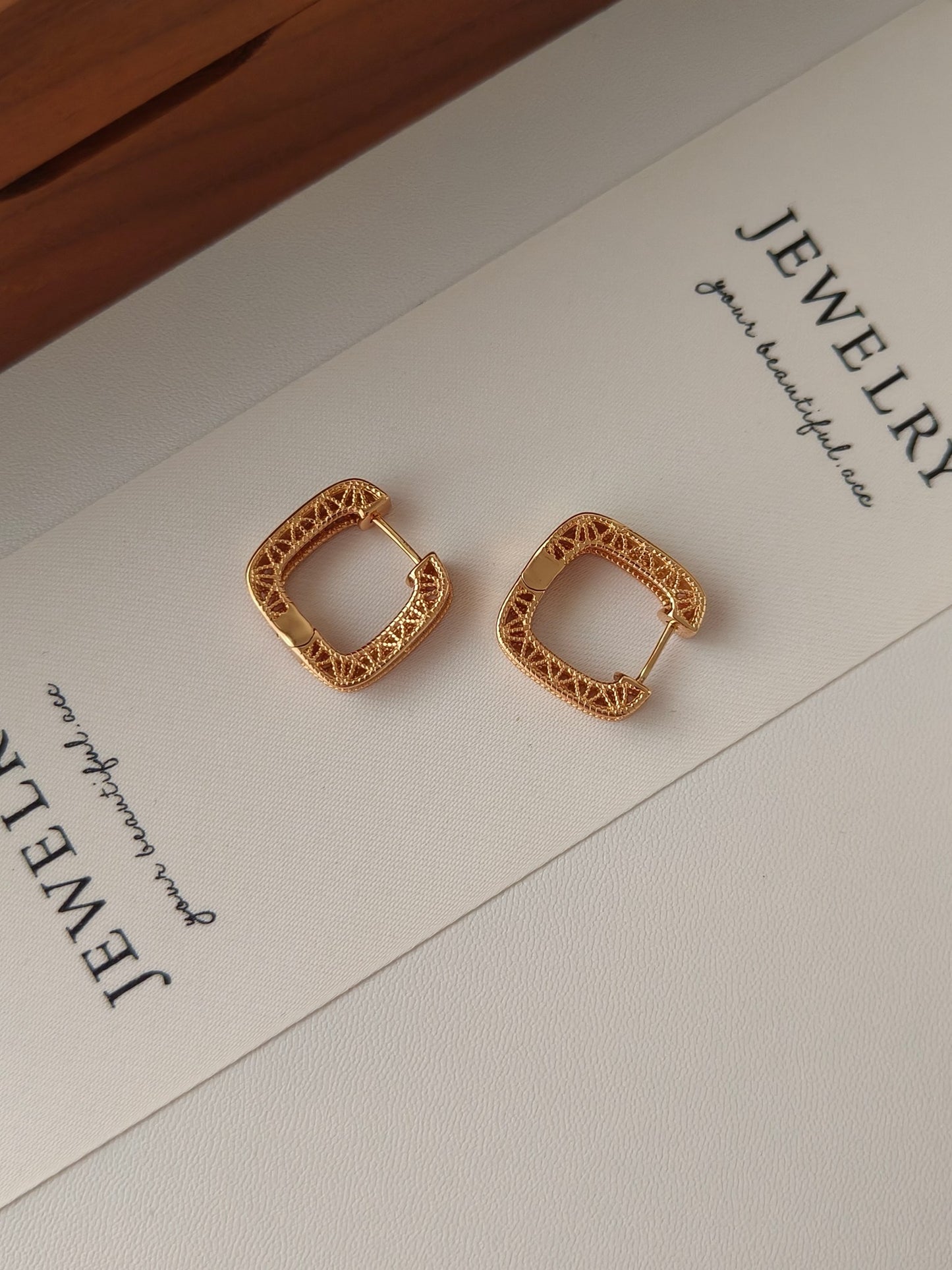 Golden Square Earrings