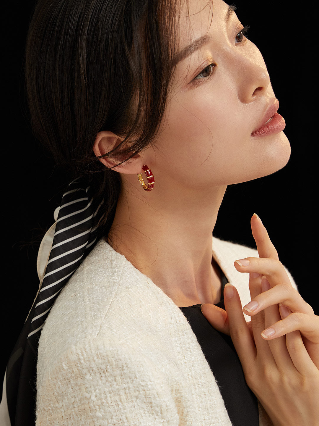 Red Glazed Hoop Earrings