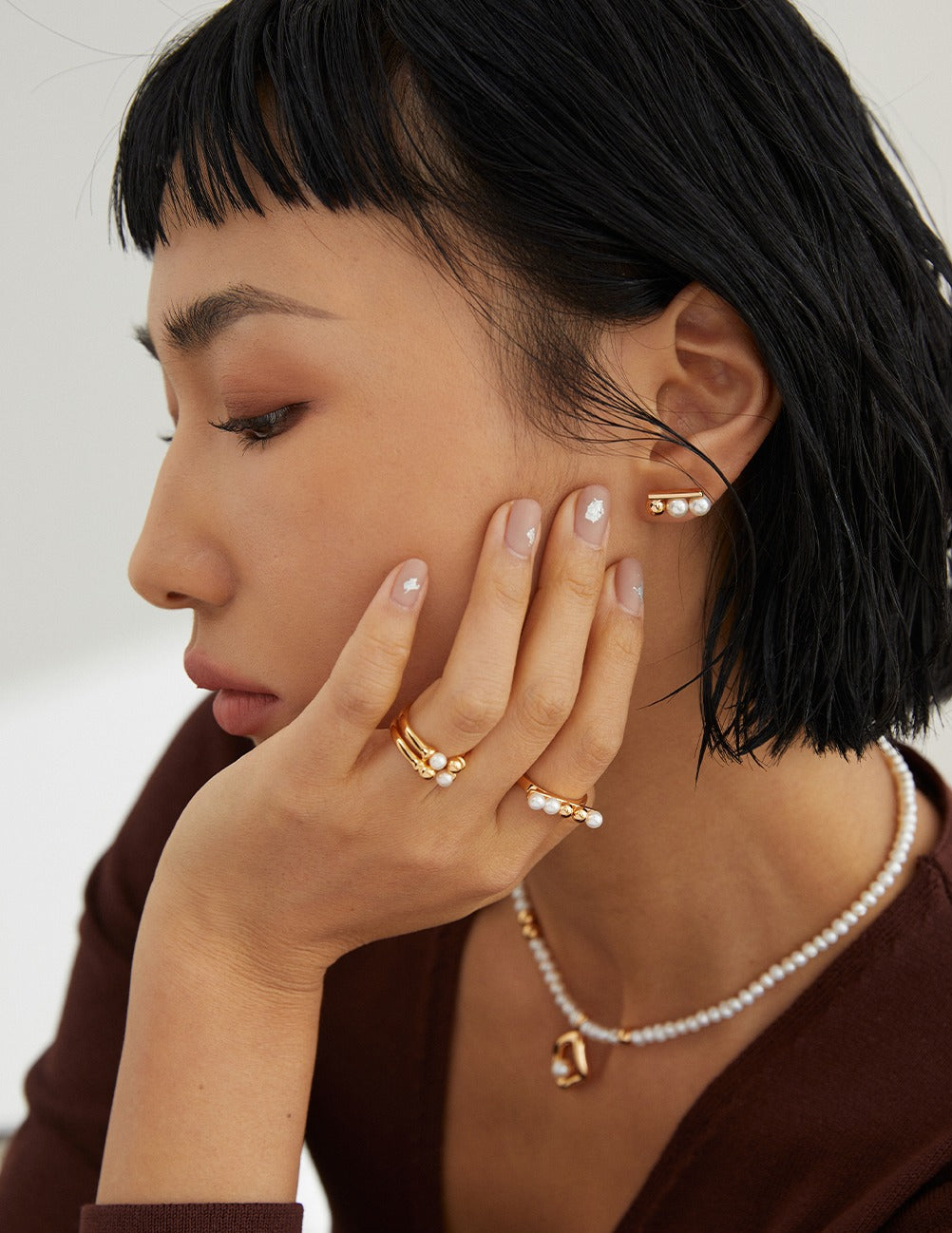 Modern Horizon Pearl Ring