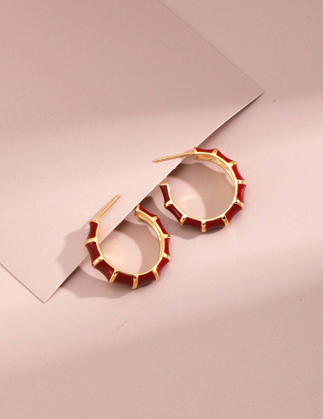 Red Glazed Hoop Earrings