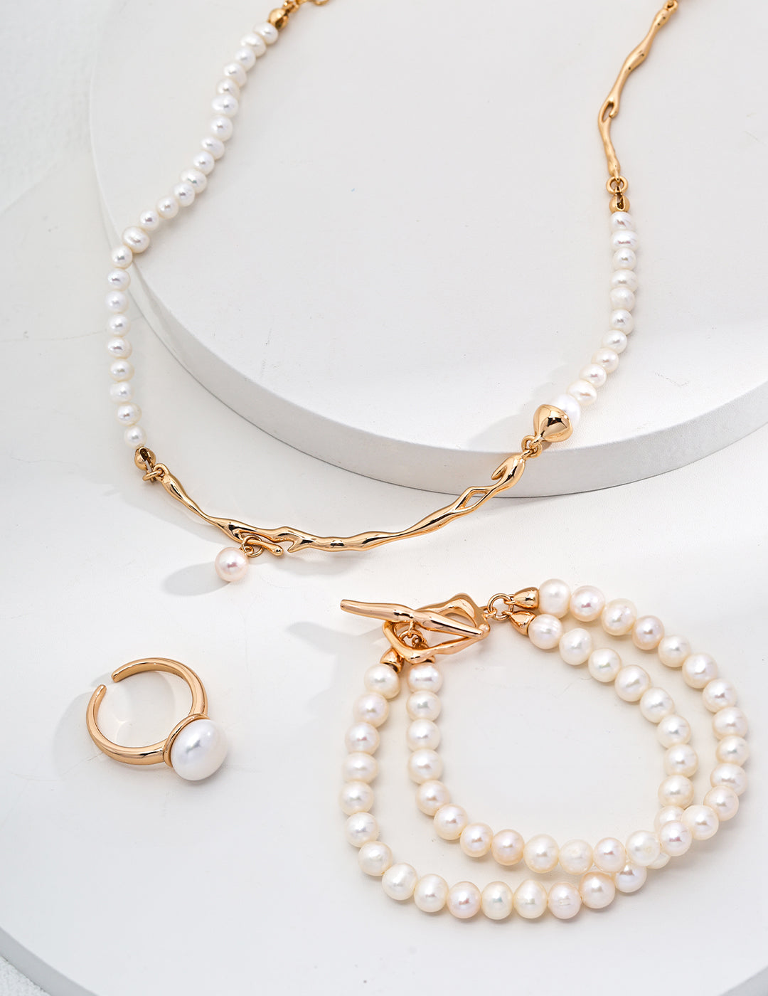 Double Chain Pearl Bracelet