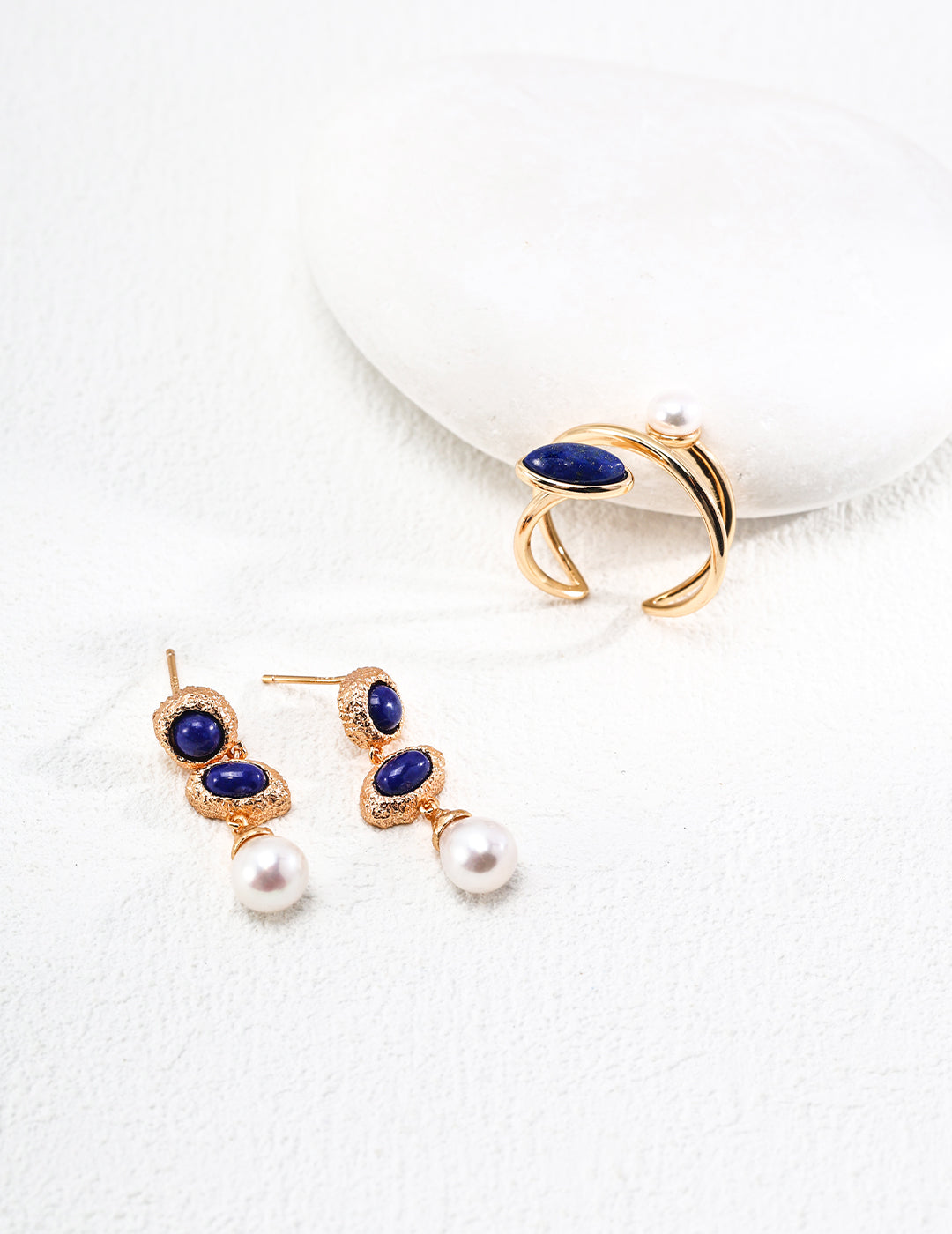 Starry Sky Lapis Pearl Ring
