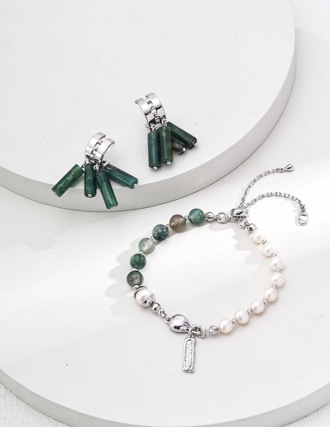 Strawberry Qualtz/ Water Grass Jade Agate Bracelet