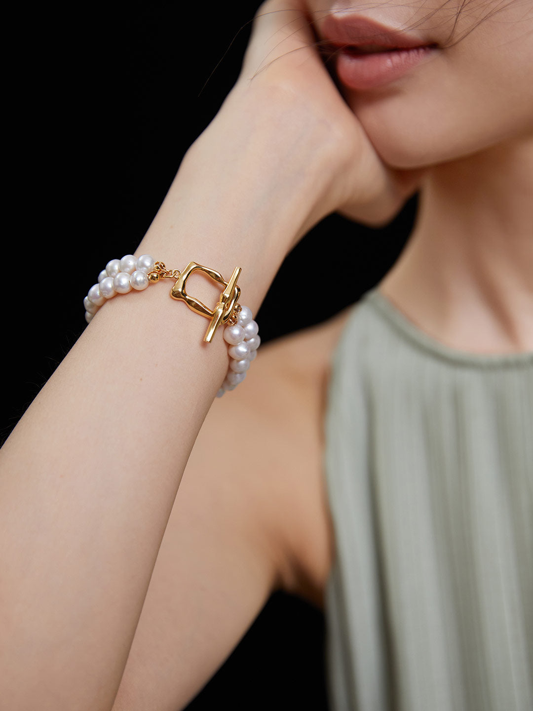 Double Chain Pearl Bracelet