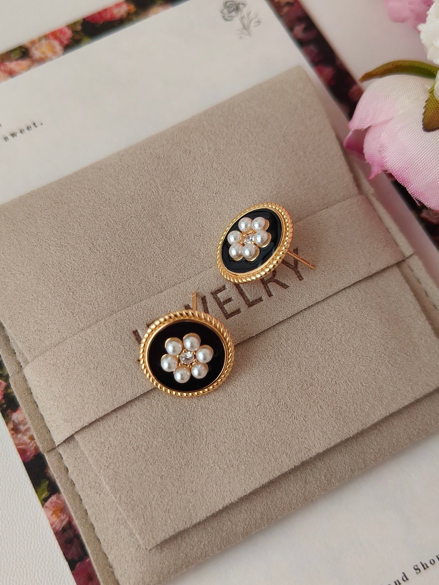 Flowery Round Glaze Dripping Earrings