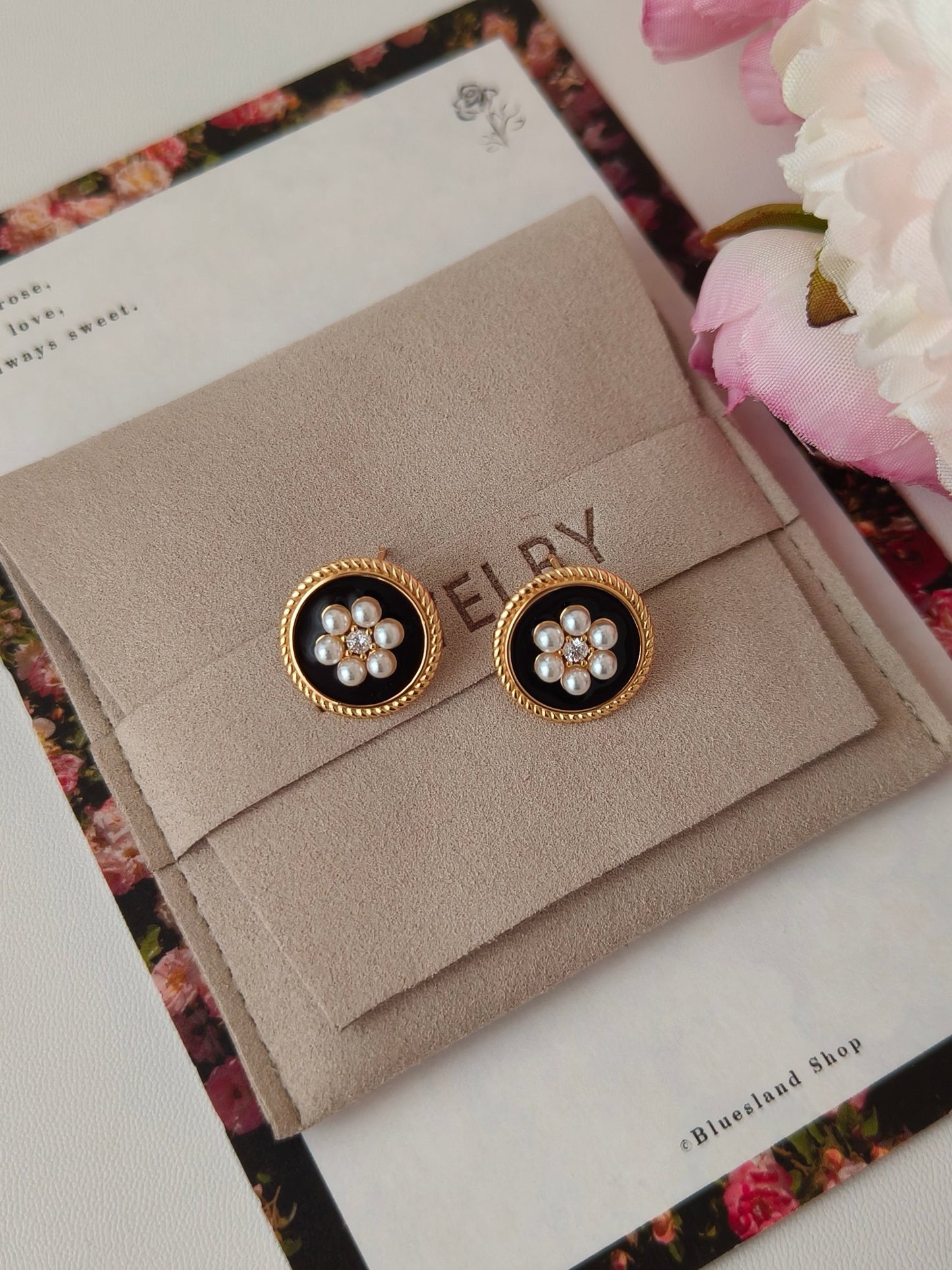 Flowery Round Glaze Dripping Earrings