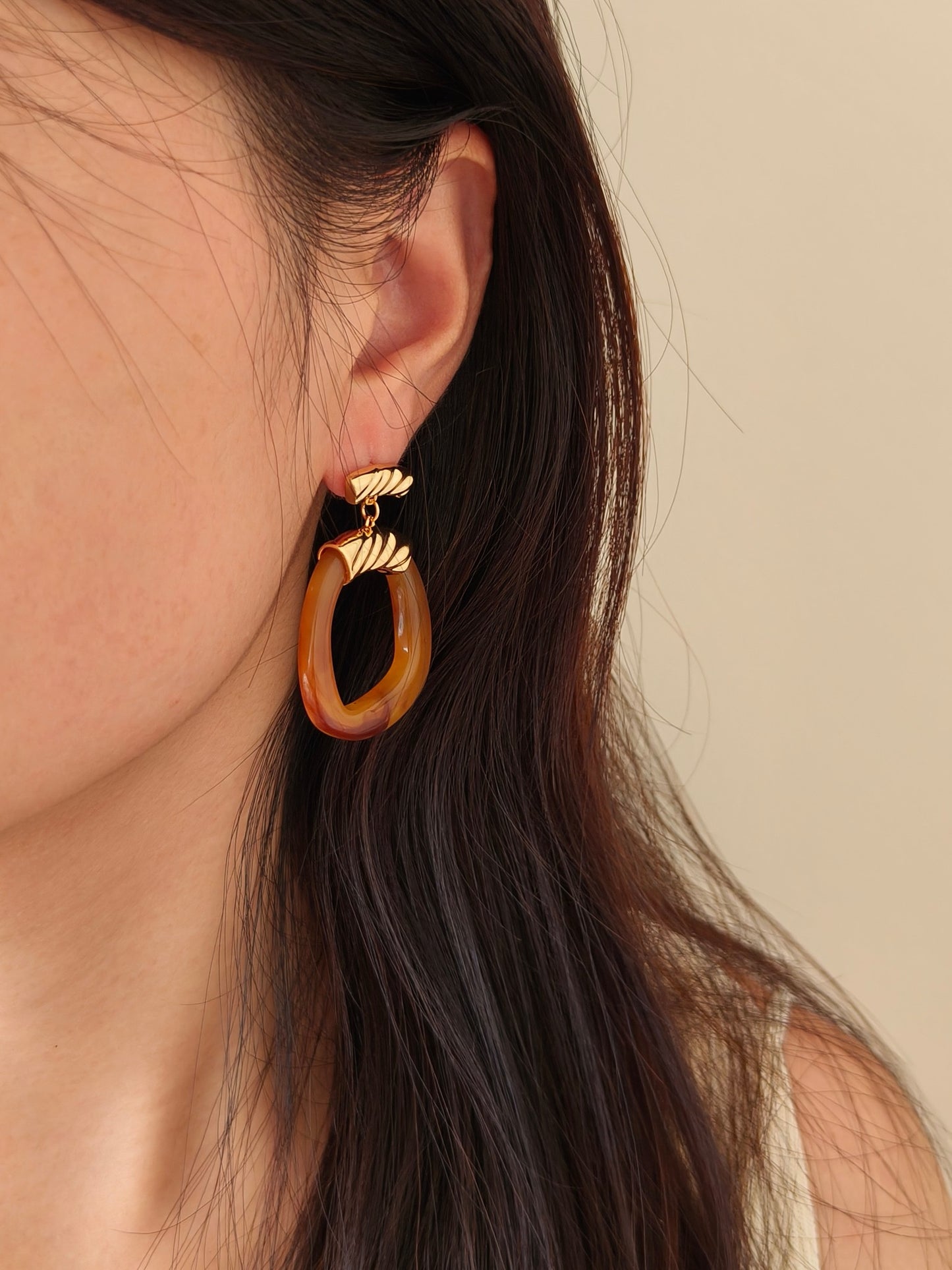 Resin Squared Circle Earrings