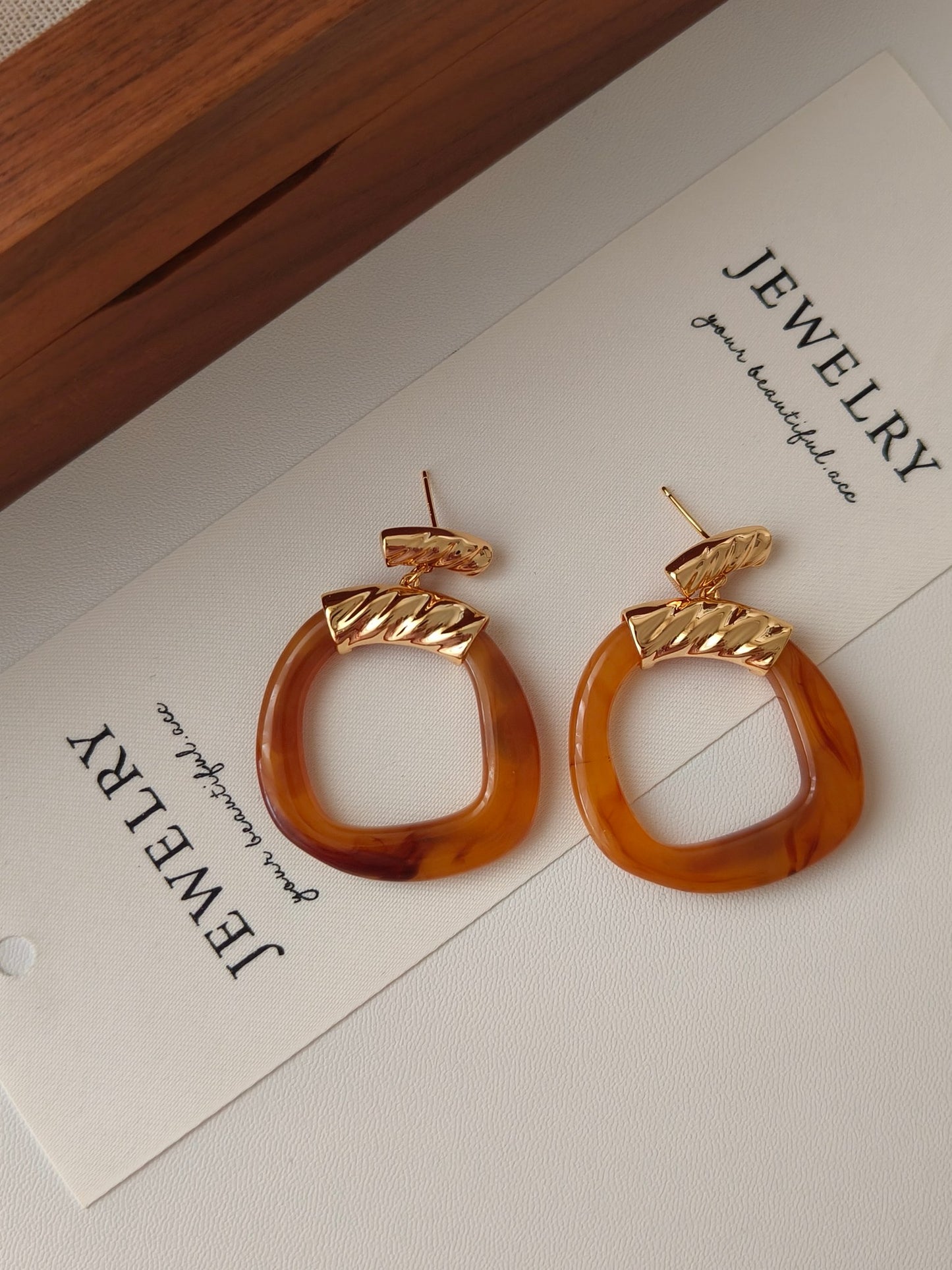 Resin Squared Circle Earrings