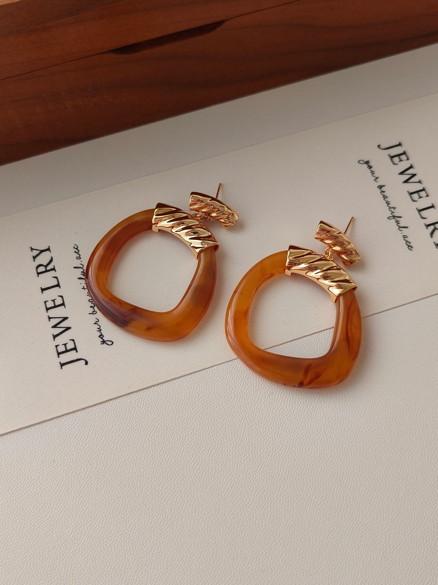 Resin Squared Circle Earrings