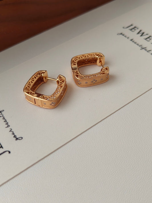Golden Square Earrings