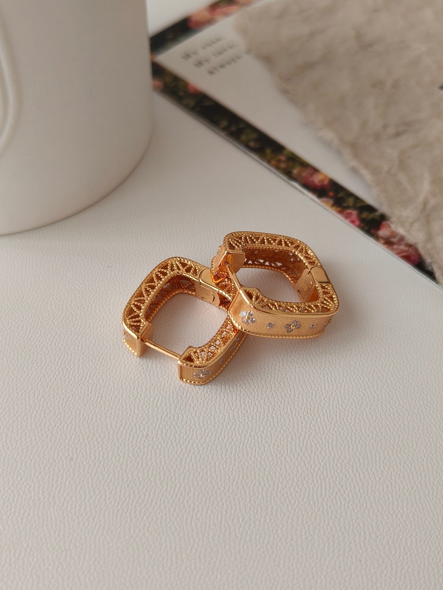 Golden Square Earrings