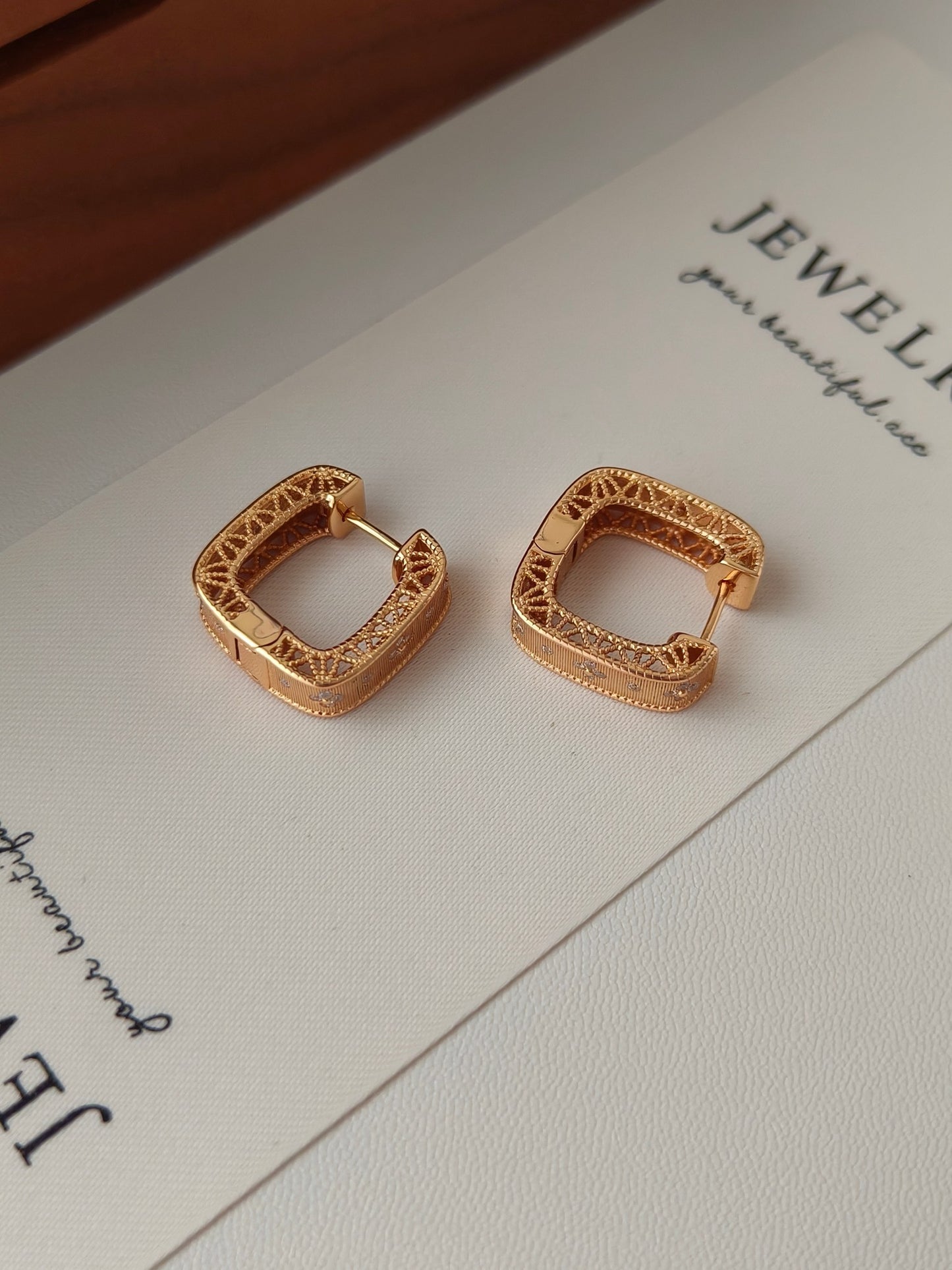 Golden Square Earrings