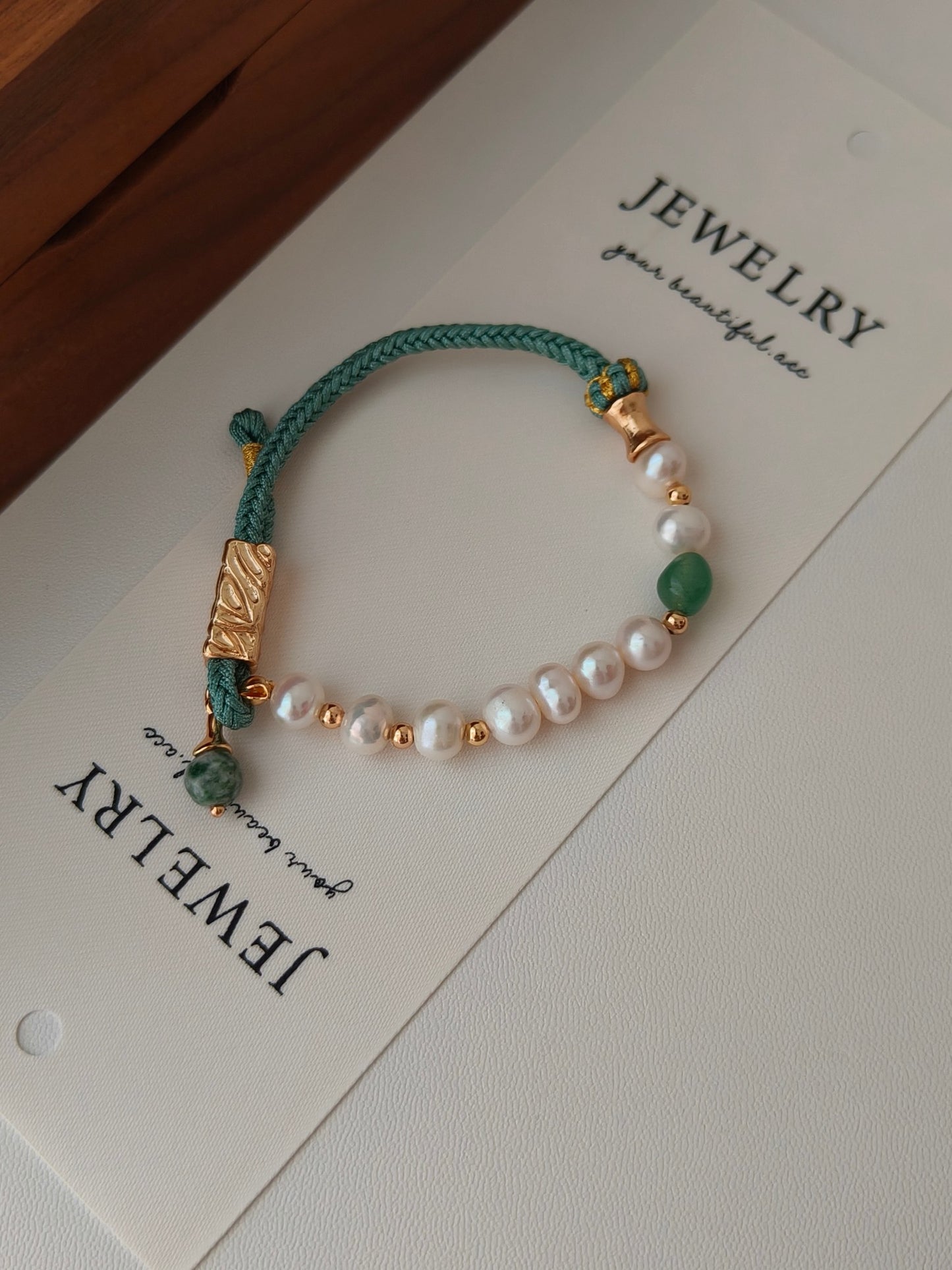 Green waven Pearl Bracelet