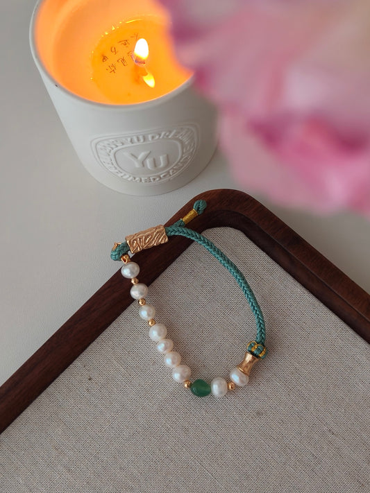 Green waven Pearl Bracelet