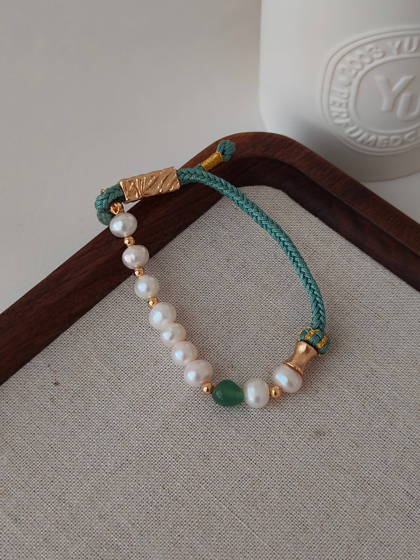 Green waven Pearl Bracelet