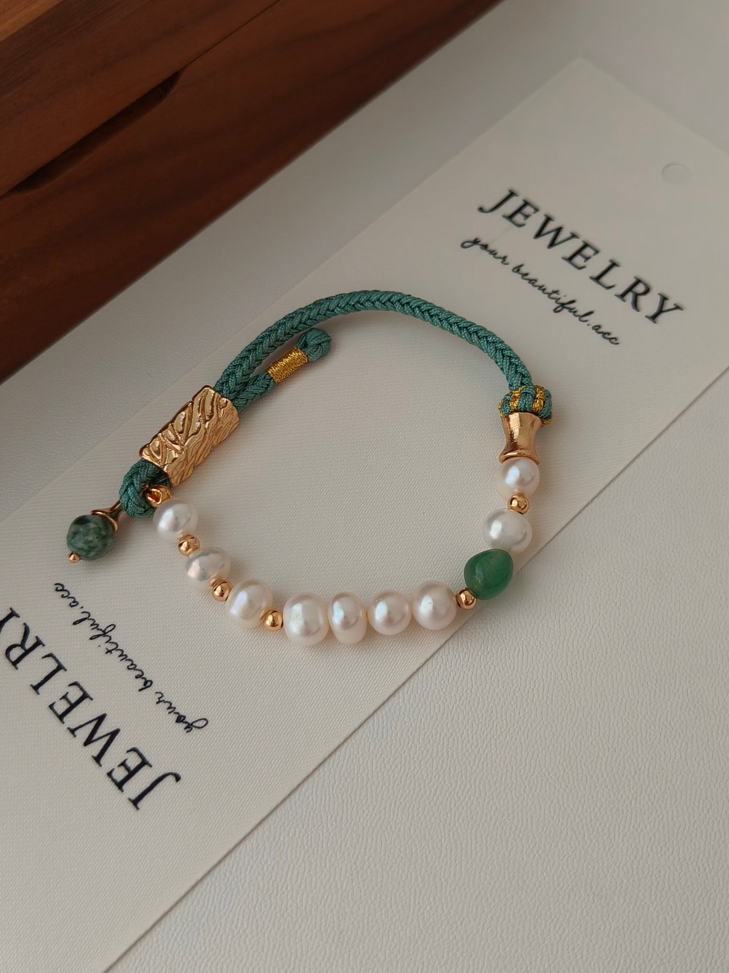 Green waven Pearl Bracelet