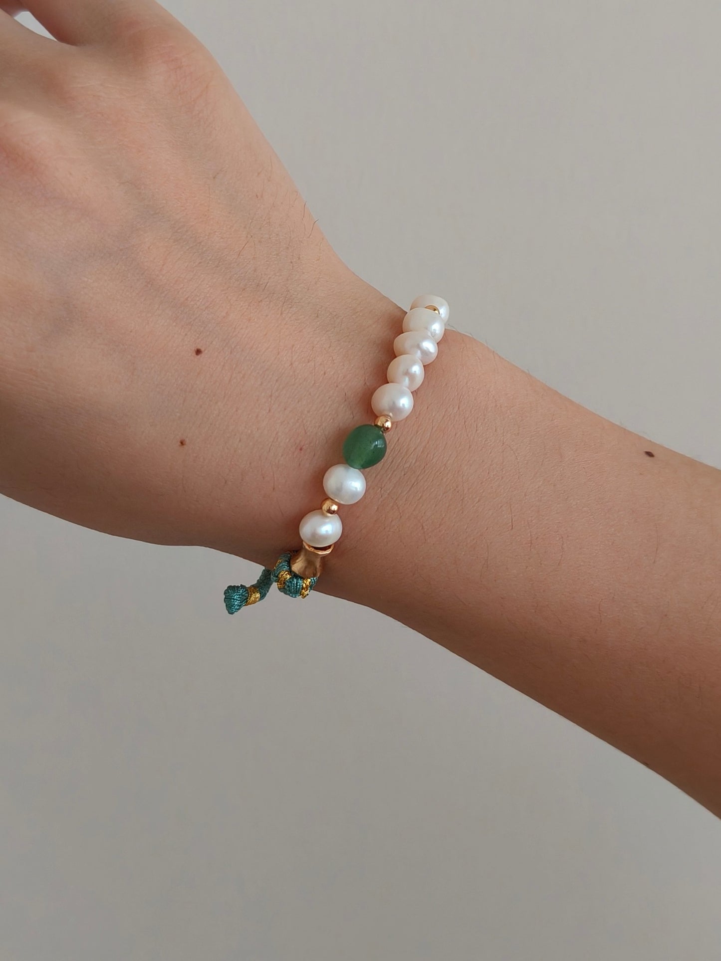 Green waven Pearl Bracelet