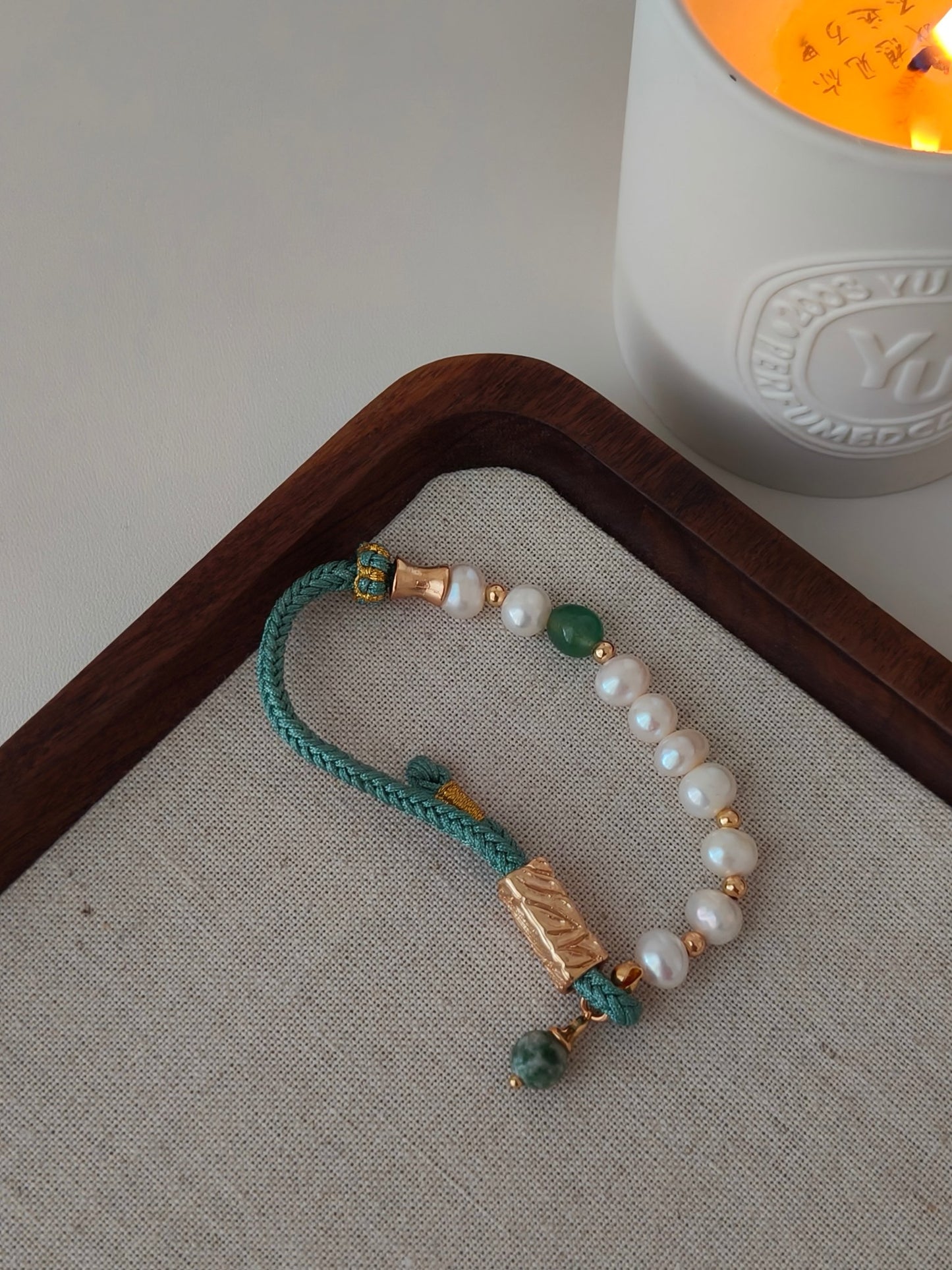Green waven Pearl Bracelet