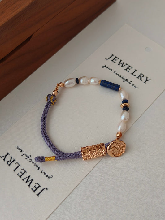 Blue Waven Pearl Bracelet