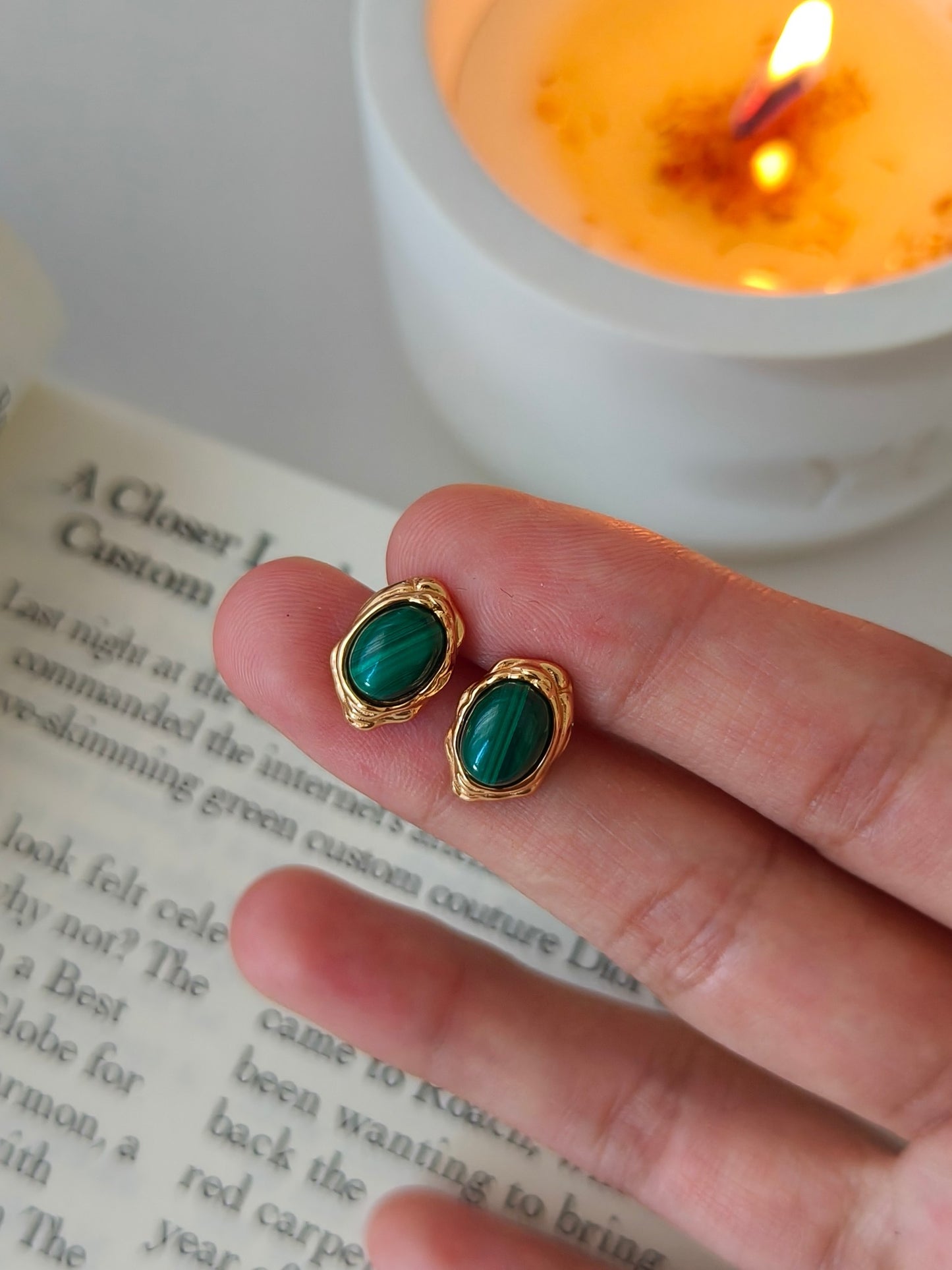 Green Malachite Earrings