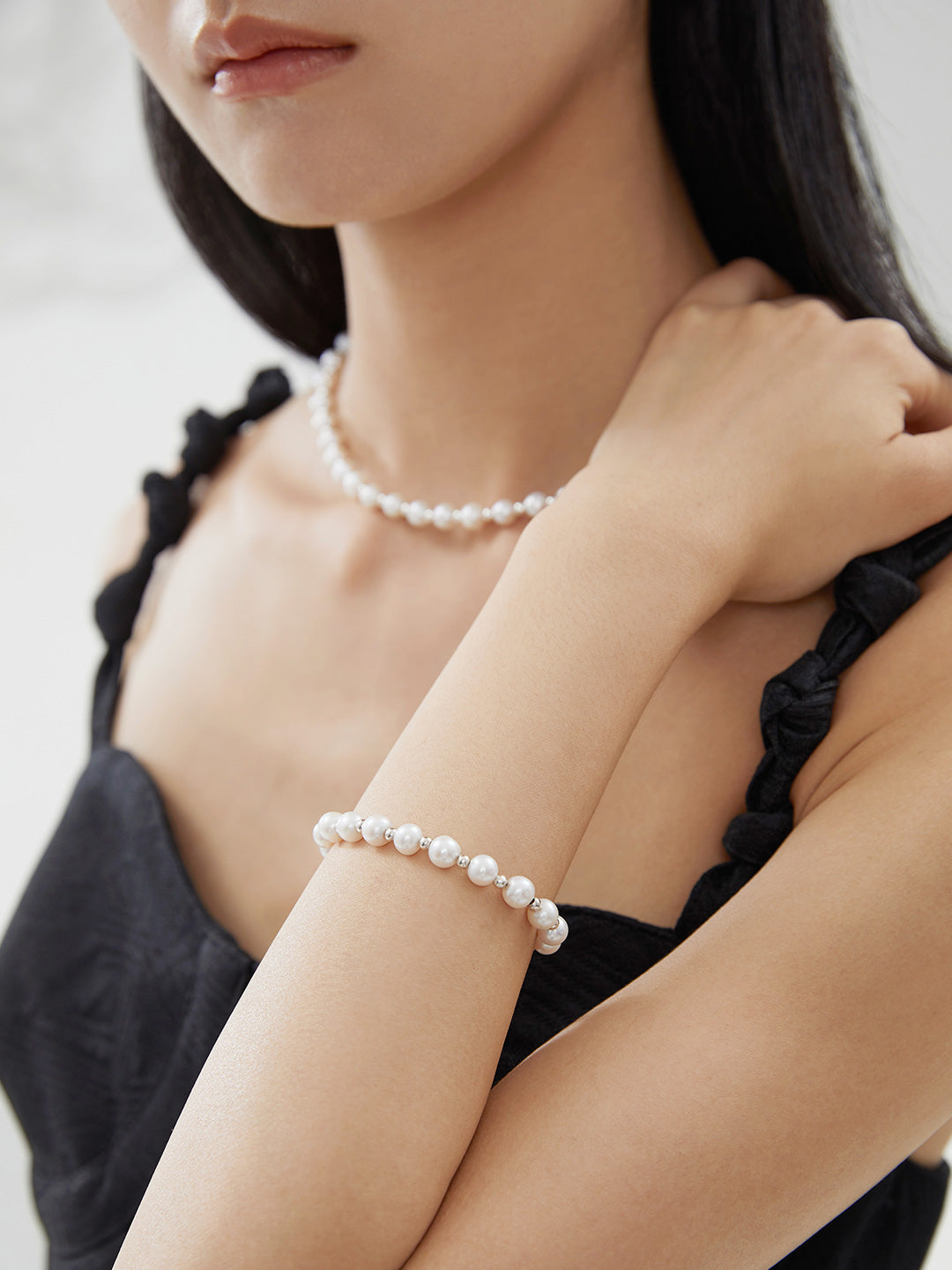 Lustre in Silver & Pearl Bracelet
