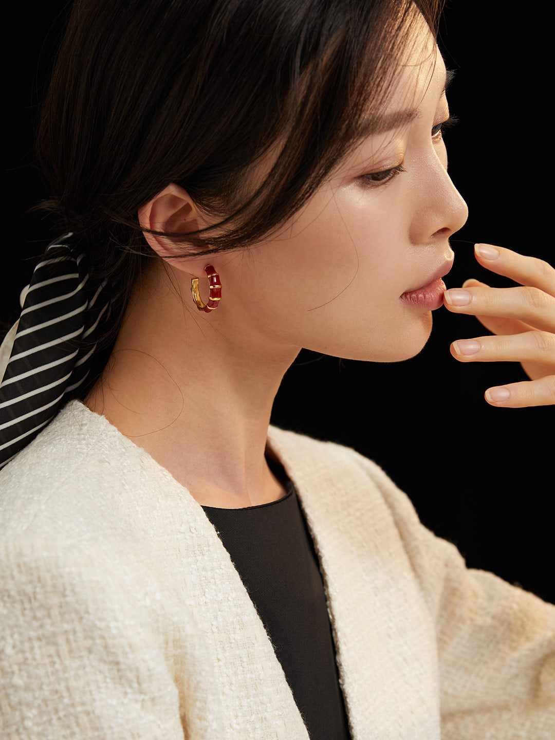 Red Glazed Hoop Earrings