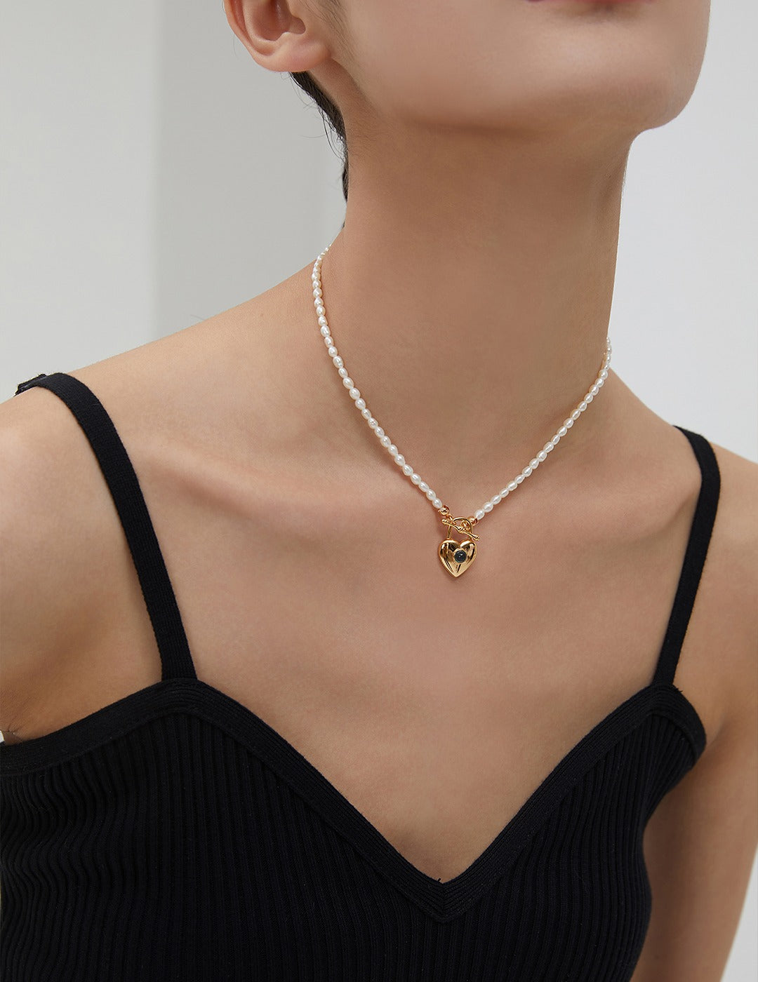 Heart Lock Pearl Necklace