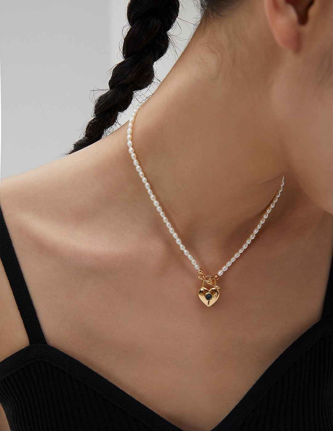 Heart Lock Pearl Necklace