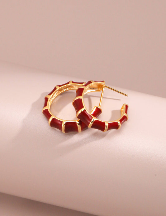 Red Glazed Hoop Earrings
