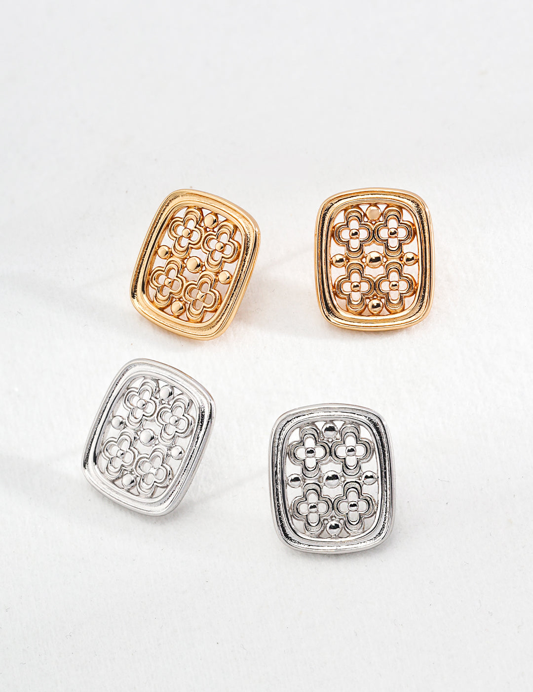 Vintage Hollow Square Earrings