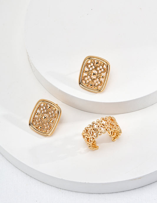 Vintage Hollow Square Earrings