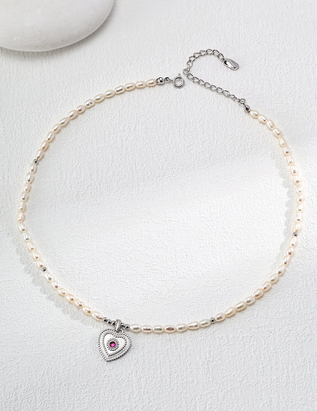 Heart Pendant Pearl Necklace