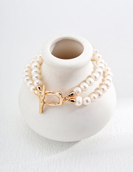 Double Chain Pearl Bracelet