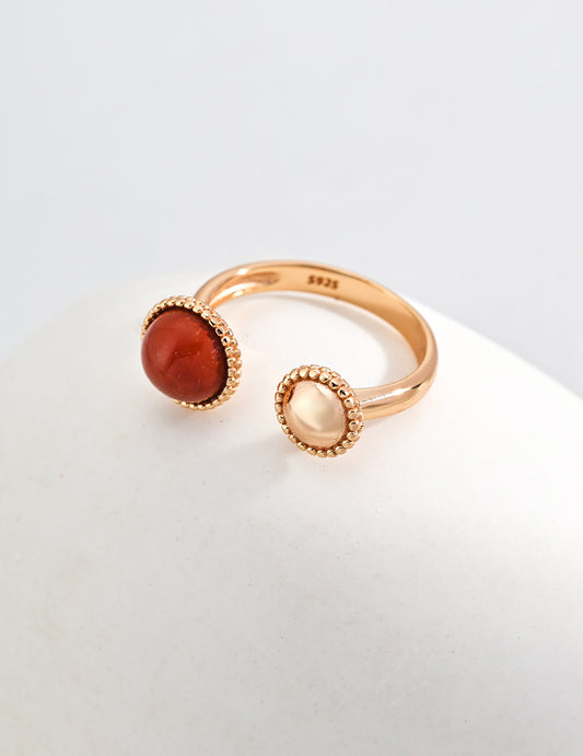 Crimson & Cream Charm Ring