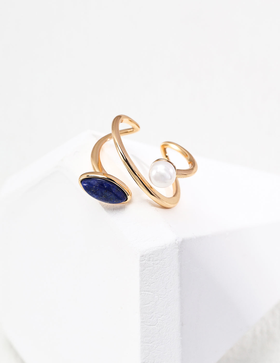 Starry Sky Lapis Pearl Ring