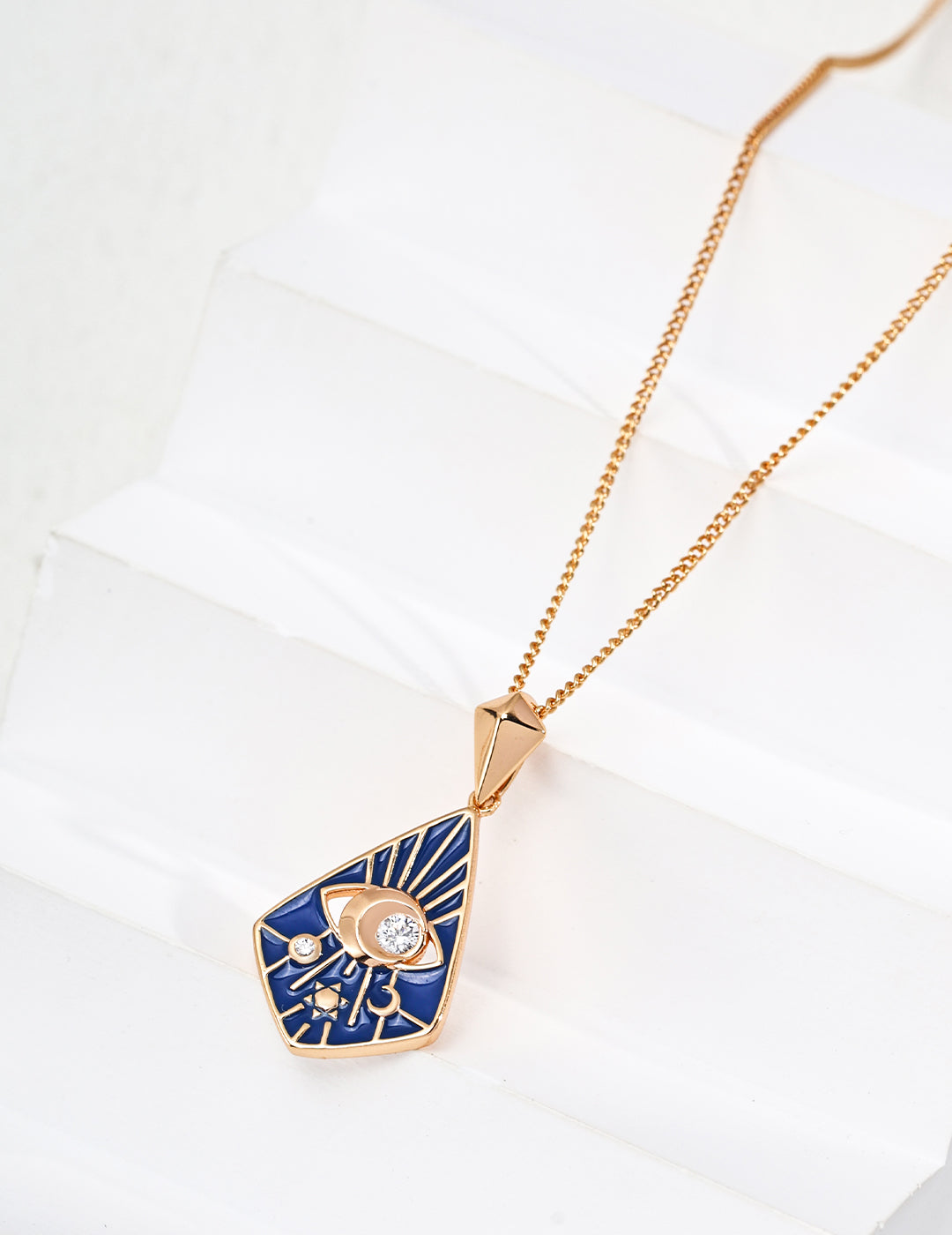 Vintage Blue Glazed Earring/Necklace/Zirconia