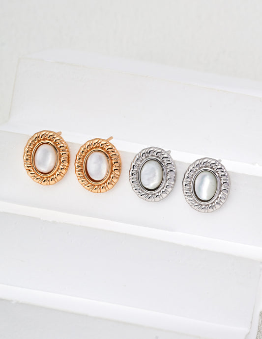 Oval Pearl Shell Earrings
