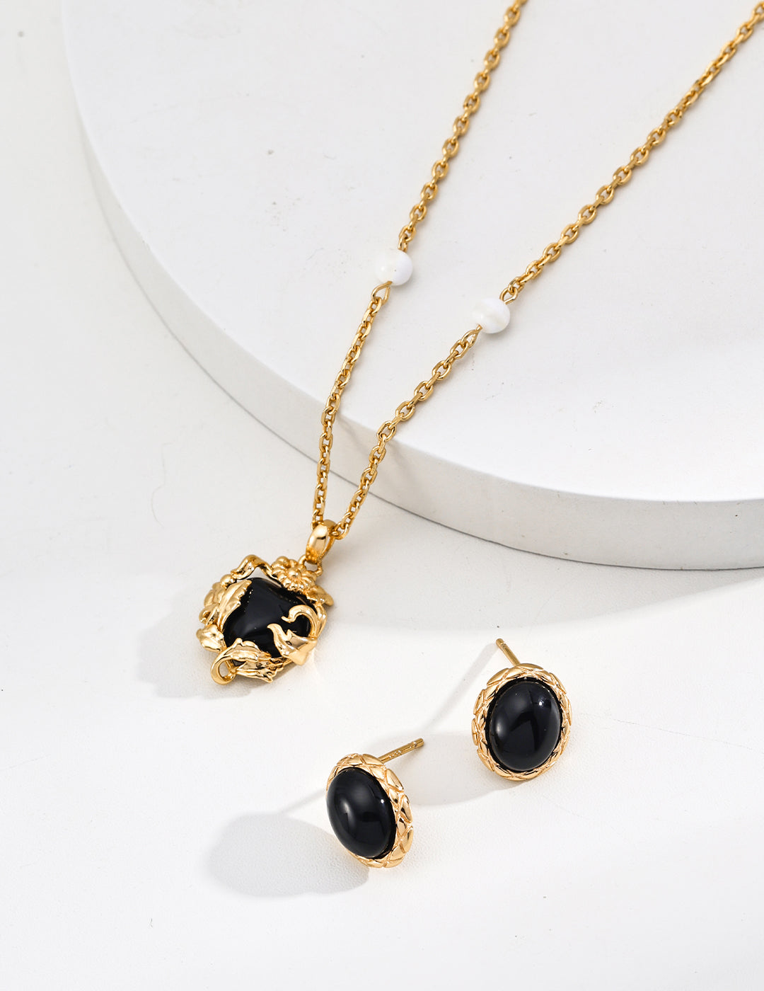 Black Agate Gold/Silver Flame Necklace