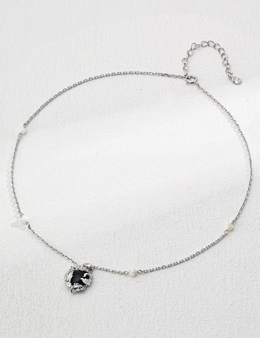 Black Agate Gold/Silver Flame Necklace