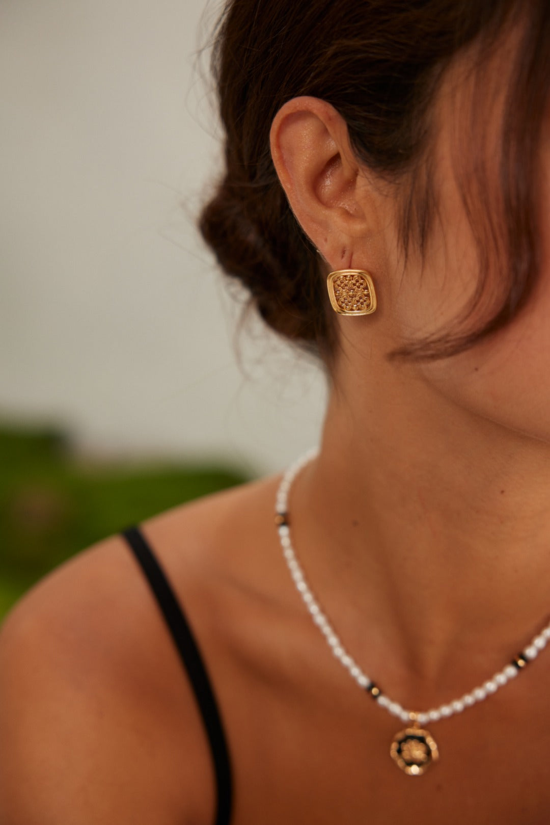 Vintage Hollow Square Earrings